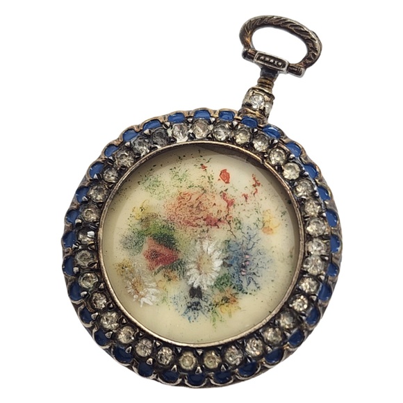 Nettie Rosenstein Vintage Sterling Silver Gold Vermeil Large  Nettie Rosenstein Gold Vermeil Sterling Silver Flower Watch Fob Pin/Brooch 16080